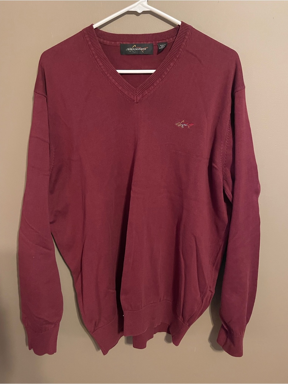 Greg Norman Collection V-Neck Sweater in Burgundy Wine - Size XL